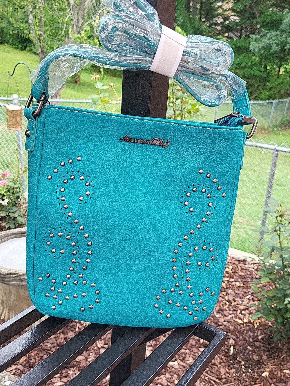 American Bling Turquoise Studded Crossbody Bag